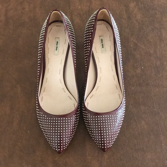 Miu miu oxblood patent leather studded kitten heel - Picture 1 of 5